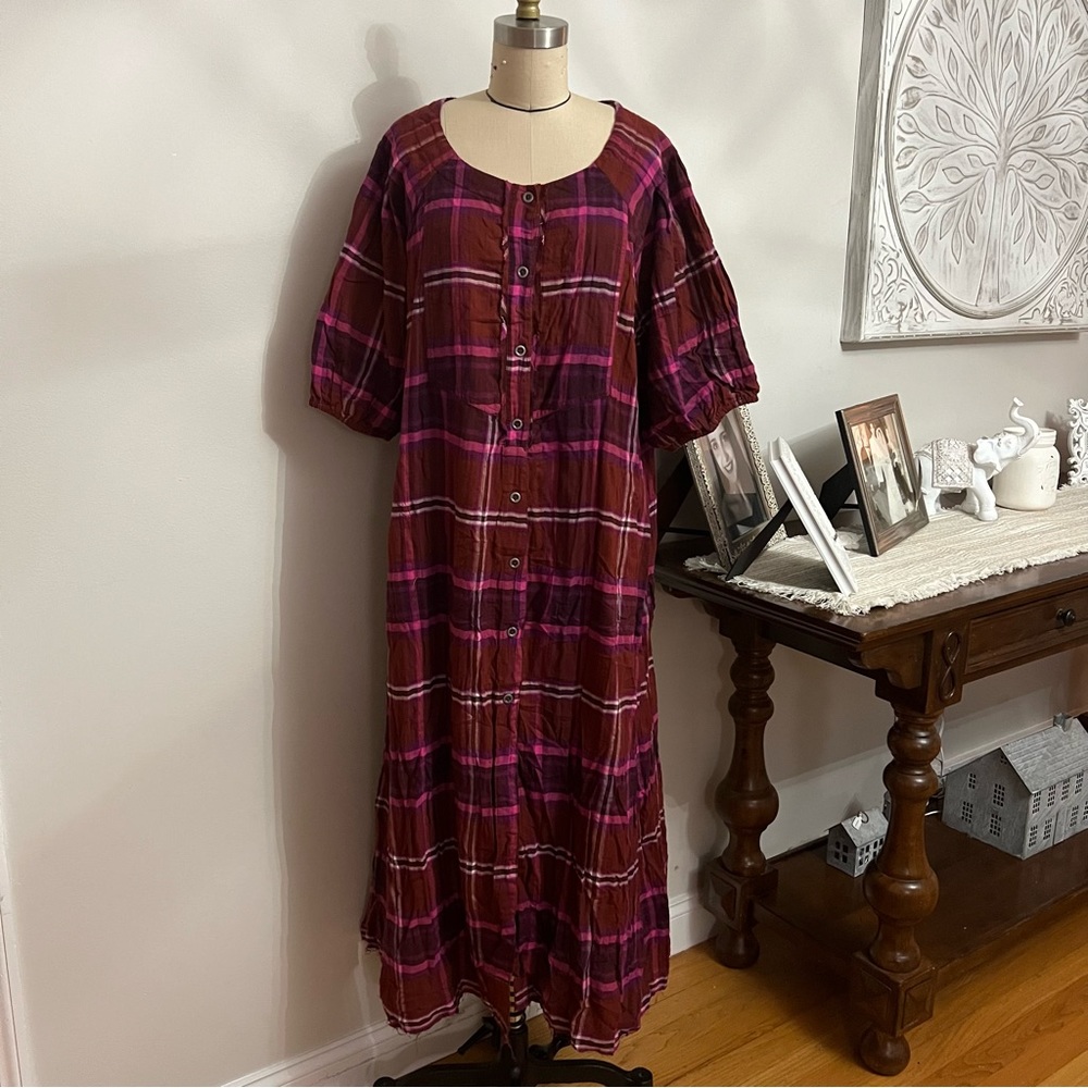 Free People Outlaw Boho Plaid Maxi Top Midi Dress Size: Large - Picture 7 of 12
